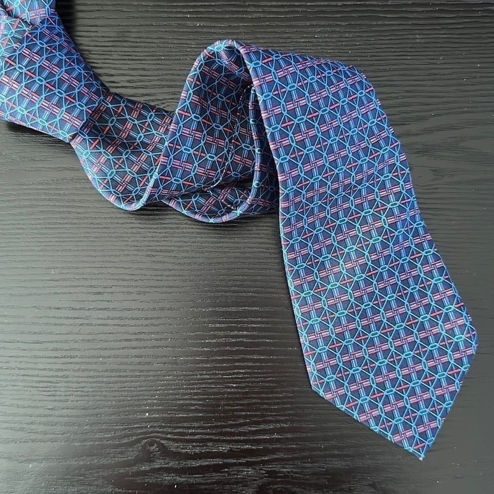 Hermès Vintage Silk Tie Blue - Picture 9 of 9